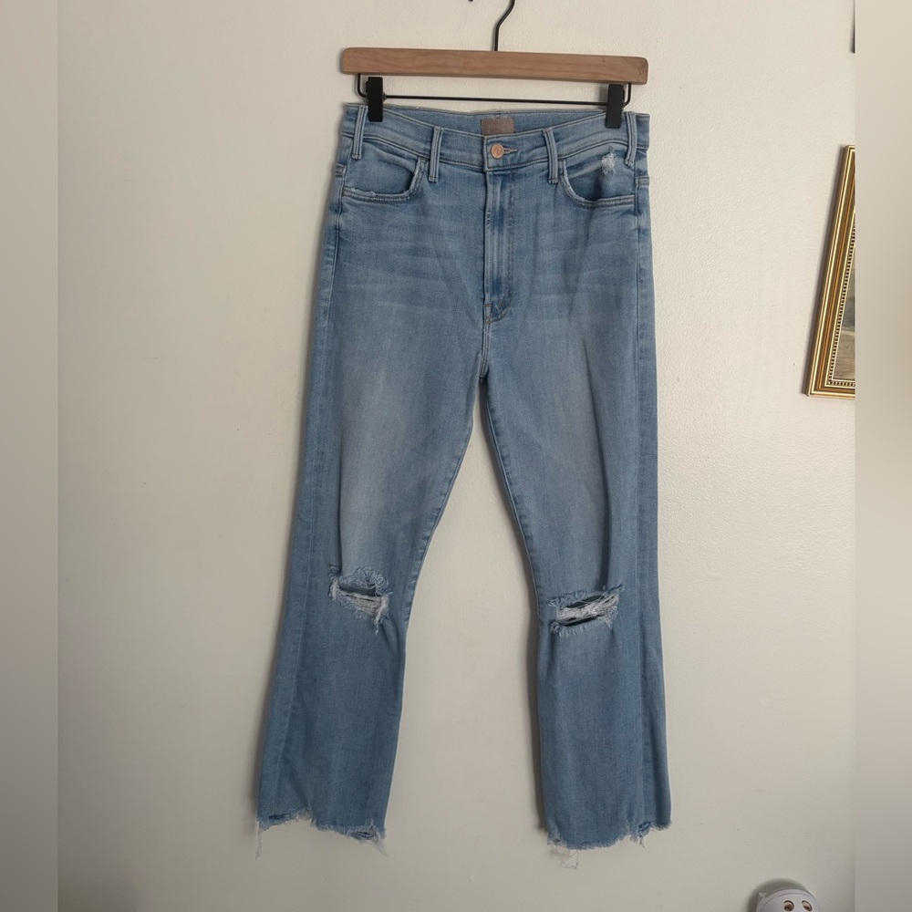 MOTHER Hustler Ankle Chew Petal Plucker Distressed High-Rise Womens Jeans 29 EUC
